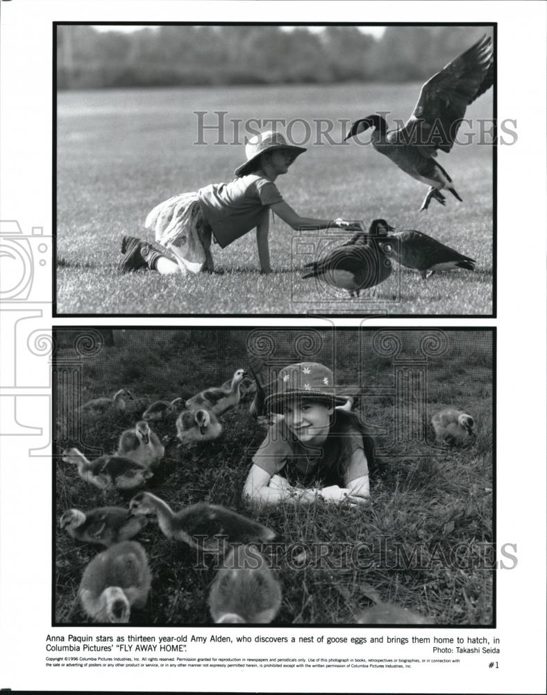 1996 Press Photo Anna Paquin stars as Amy Alden in Fly Away Home - cvp42107 - Historic Images