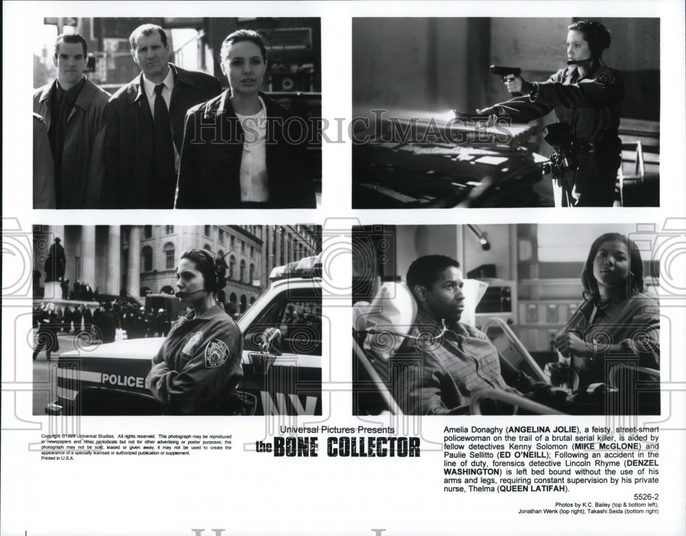 1999 Press Photo Angelina Jolie Mike McGlone Ed O'Neil "The Bone Collector" - Historic Images