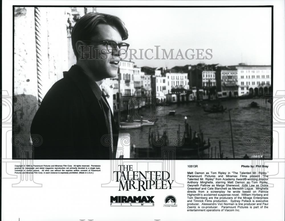 1999 Press Photo The Talented Mr Ripley Matt Damon - cvp54251 - Historic Images