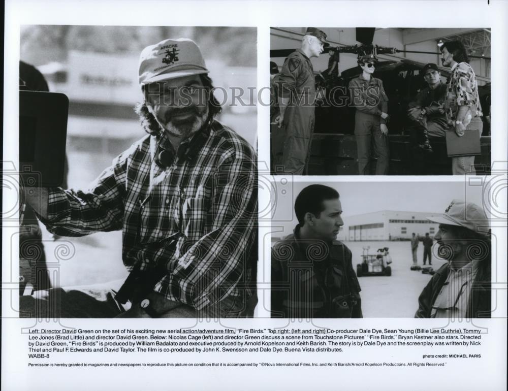 1990 Press Photo Director David Green Nicolas Cage in Fire Birds - cvp50027 - Historic Images