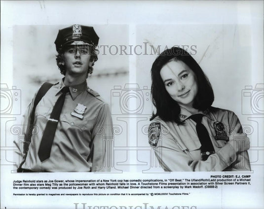 1986 Press Photo Judge Reinhold and Meg Tilly star in Off Beat - cvp45771 - Historic Images