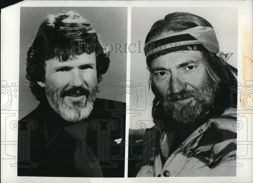 1986 Press Photo Kris Kristofferson &amp; Willie Nelson in Country Music Awards - Historic Images