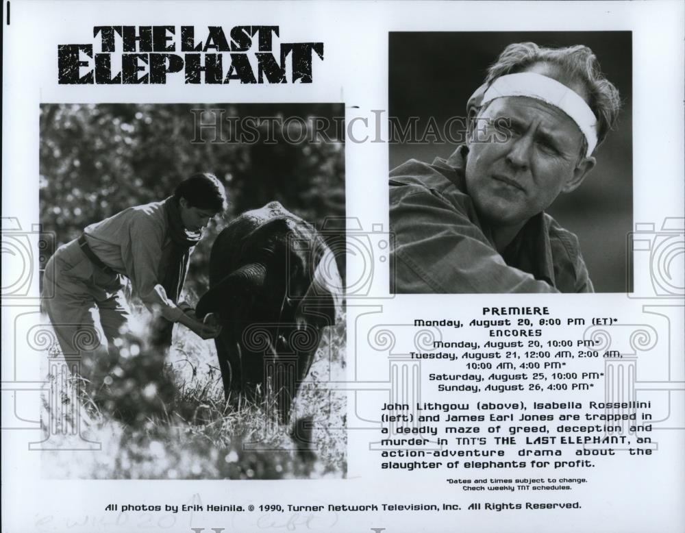 1990 Press Photo John Lithgow Isabella Rossellini in The Last Elephant - Historic Images