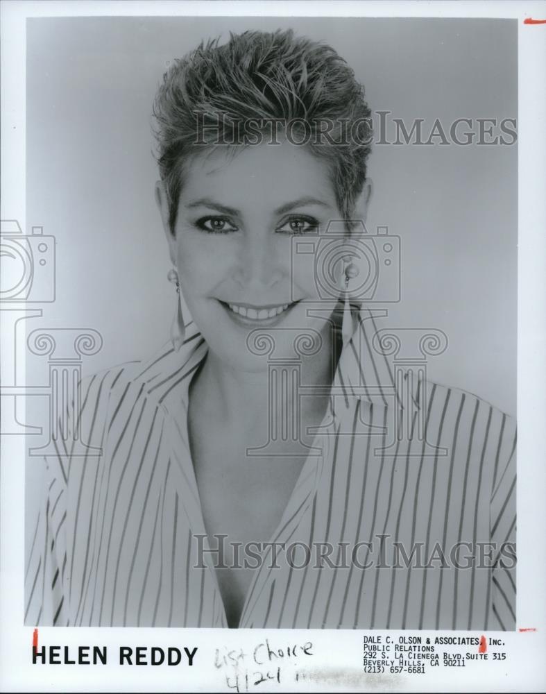 1987 Press Photo Helen Reddy Pop Singer Musician Actress and Activist - Historic Images