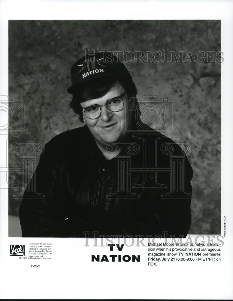1995 Press Photo Michael Moore host of TV Nation magazine show - cvp48211 - Historic Images