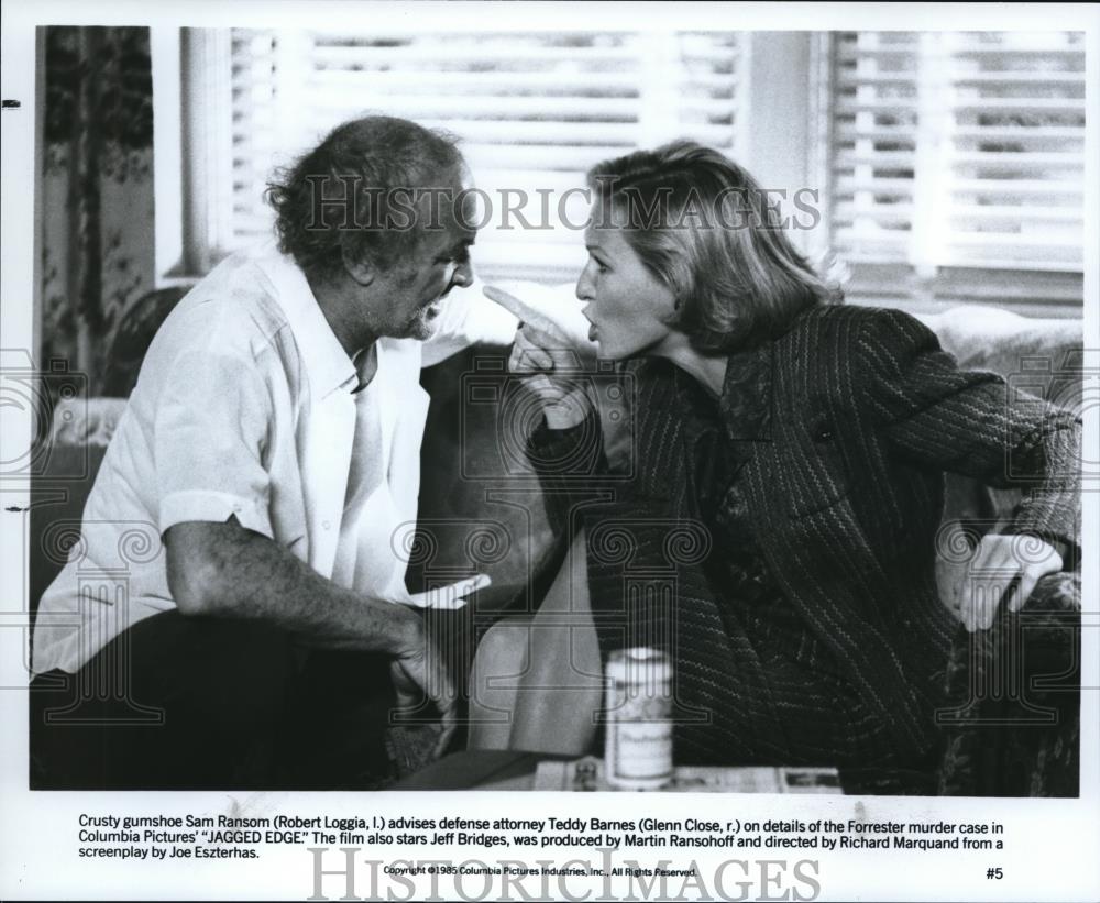 1986 Press Photo Robert Loggia, Glenn Close in Jagged Edge - cvp52185 - Historic Images