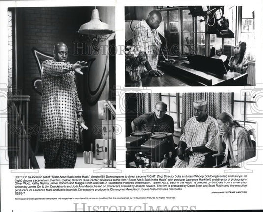 1993 Press Photo Bill Duke directs Whoopi Goldberg and Lauren Hill Sister Act 2 - Historic Images