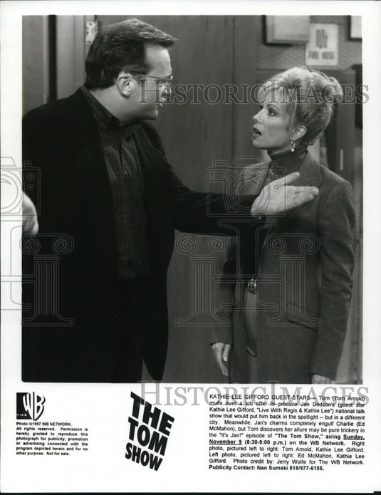 1997 Press Photo Tom Arnold and Kathie Lee Gifford in The Tom Show - cvp50804 - Historic Images