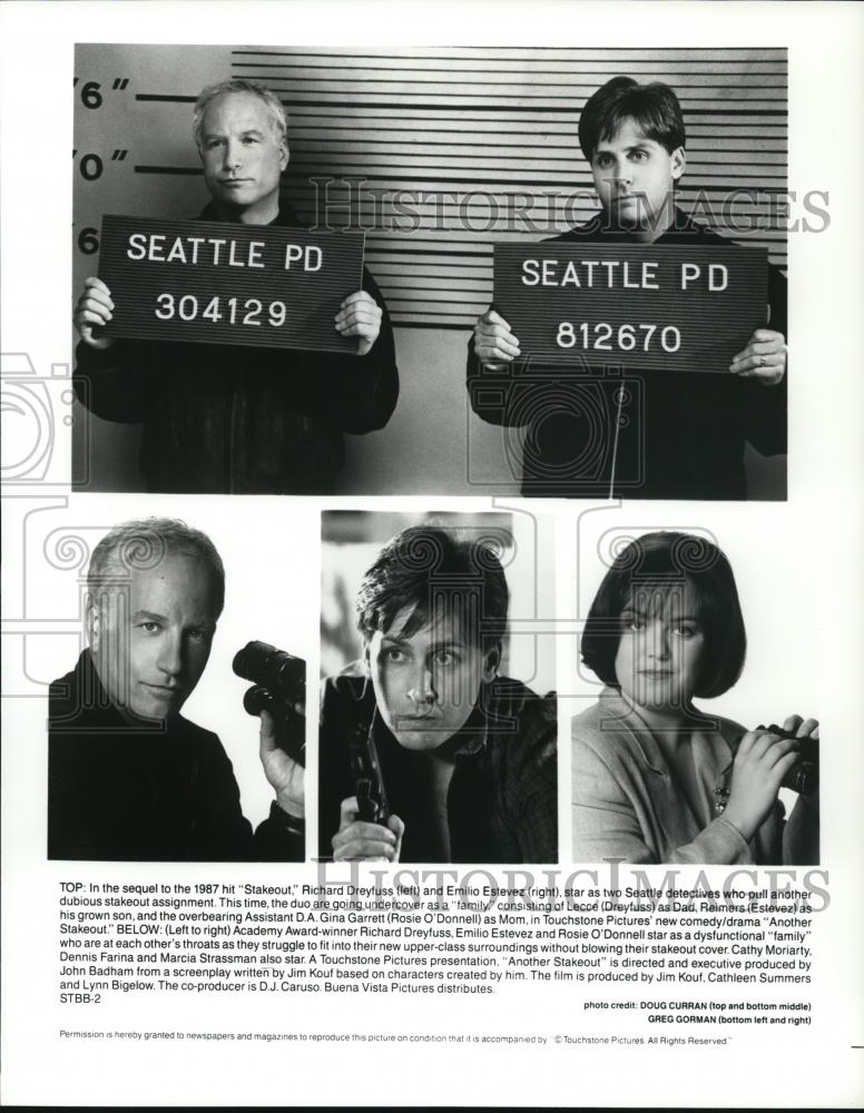 1994 Press Photo Richard Dreyfuss Emilio Estevez Rosie ODonnell Another Stakeout - Historic Images