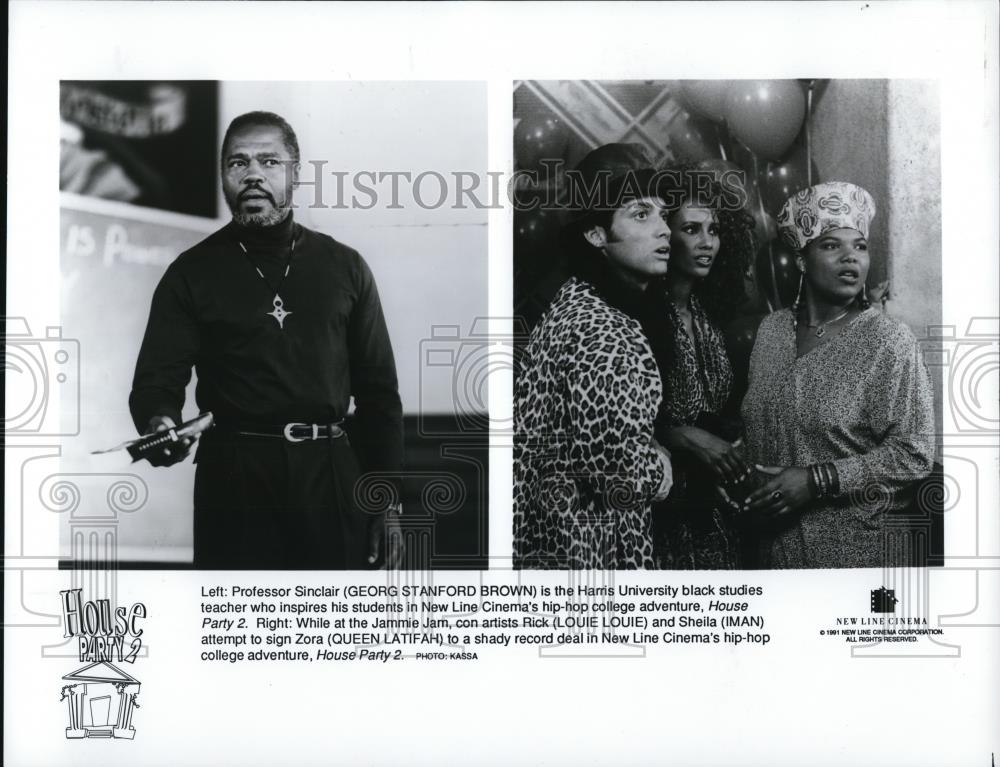 1991 Press Photo Georg Stanford Brown Louie Louie Iman Queen Latifah House Party - Historic Images