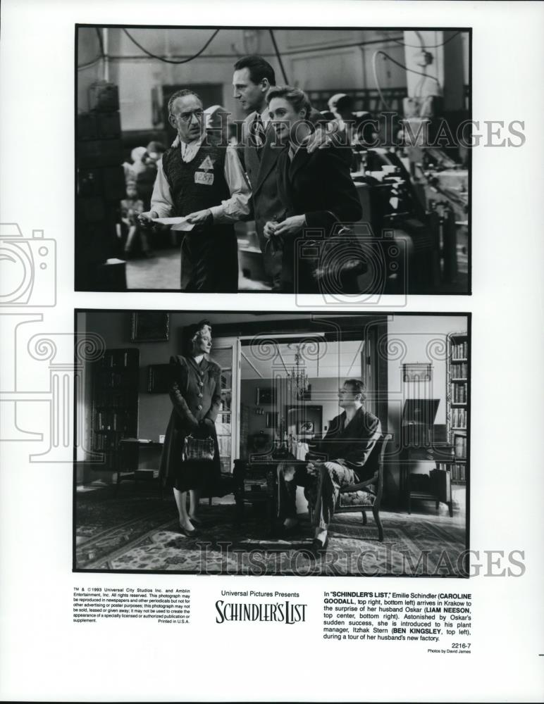 1993 Press Photo Caroline Goodall Liam Neeson &amp; Ben Kingsley in Schindler&#39;s List - Historic Images