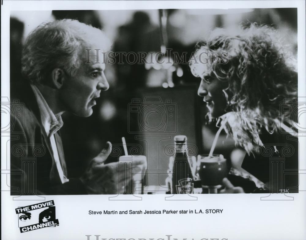 1992 Press Photo Steve Martin and Sarah Jessica Parker star in L.A. Story - Historic Images