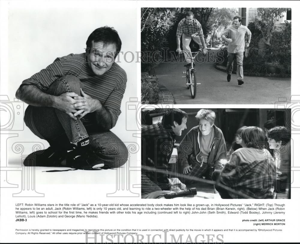 1996 Press Photo Robin Williams, Brian Kerwin, Seth Smith, Todd Bosley in Jack - Historic Images