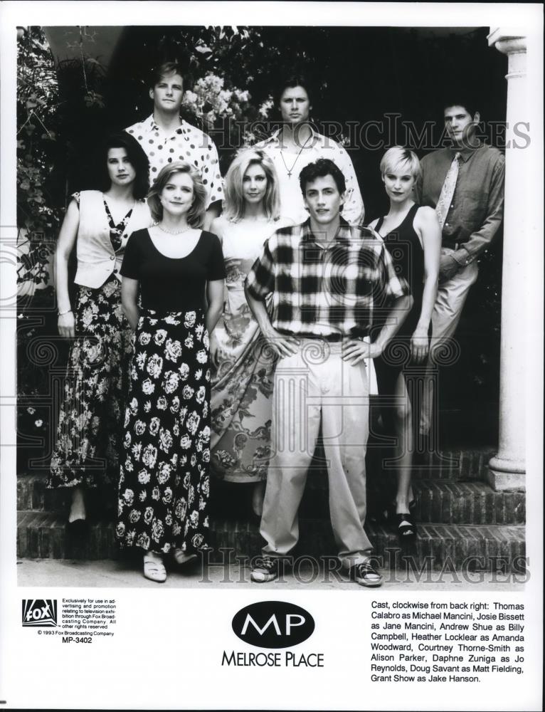 1993 Press Photo Thomas Calabro, Josie Bissett, ANdrew Shue in Melrose Place - Historic Images