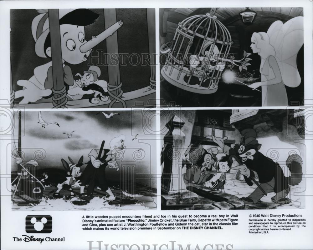 1990 Press Photo Four Scenes from animated cartoon movie Pinnochio - cvp42253 - Historic Images