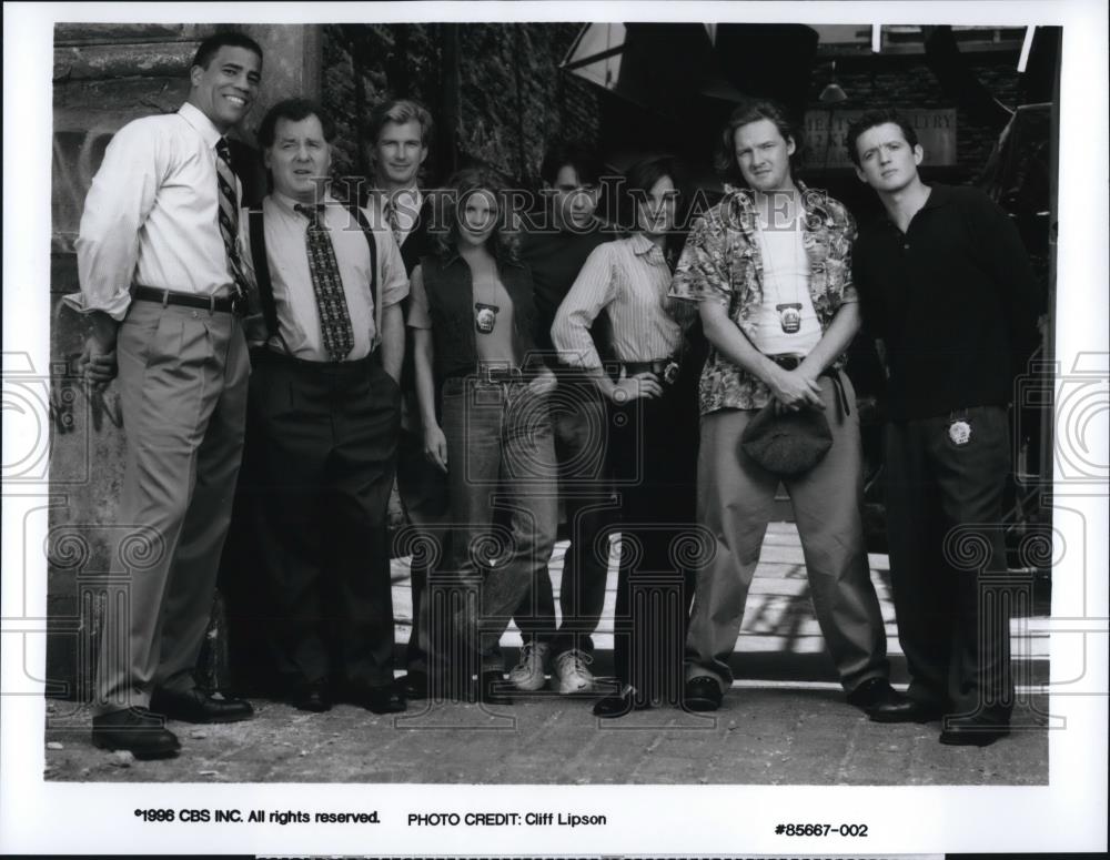 1996 Press Photo Joseph Latimore, Peter Gerety & Cast Members of Public Morals - Historic Images