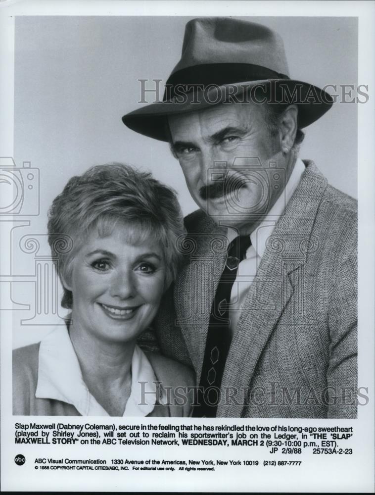 1988 Press Photo Dabney Coleman &amp; Shirley Jones in The Slap maxwell story - Historic Images