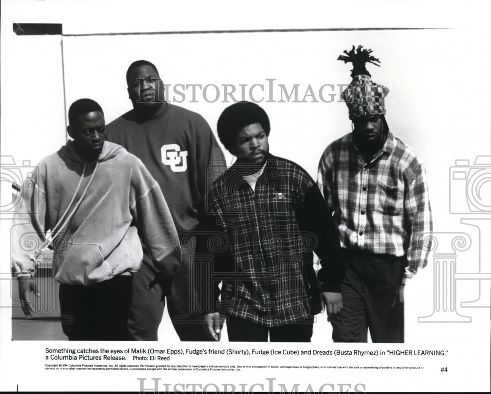 1995 Press Photo Omar Epps Shorty Ice Cube and Busta Rhymez in Higher Learning - Historic Images