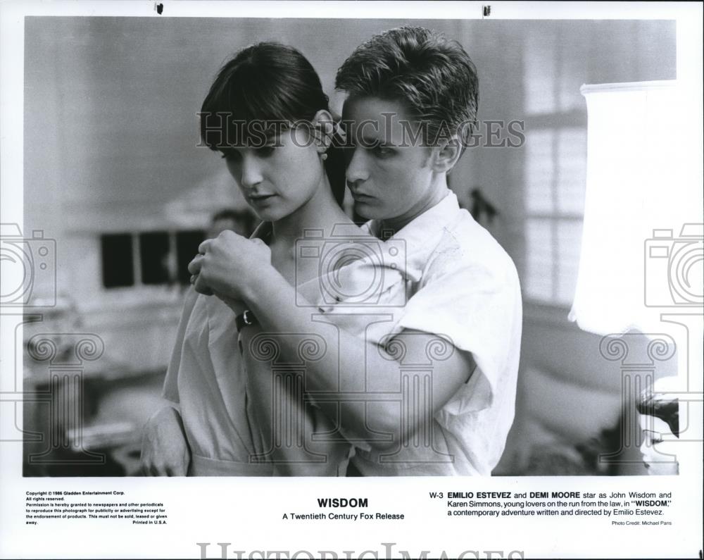 1987 Press Photo Demi Moore and Emilio Estevez in Twentieth Century Fox&#39;s Wisdom - Historic Images