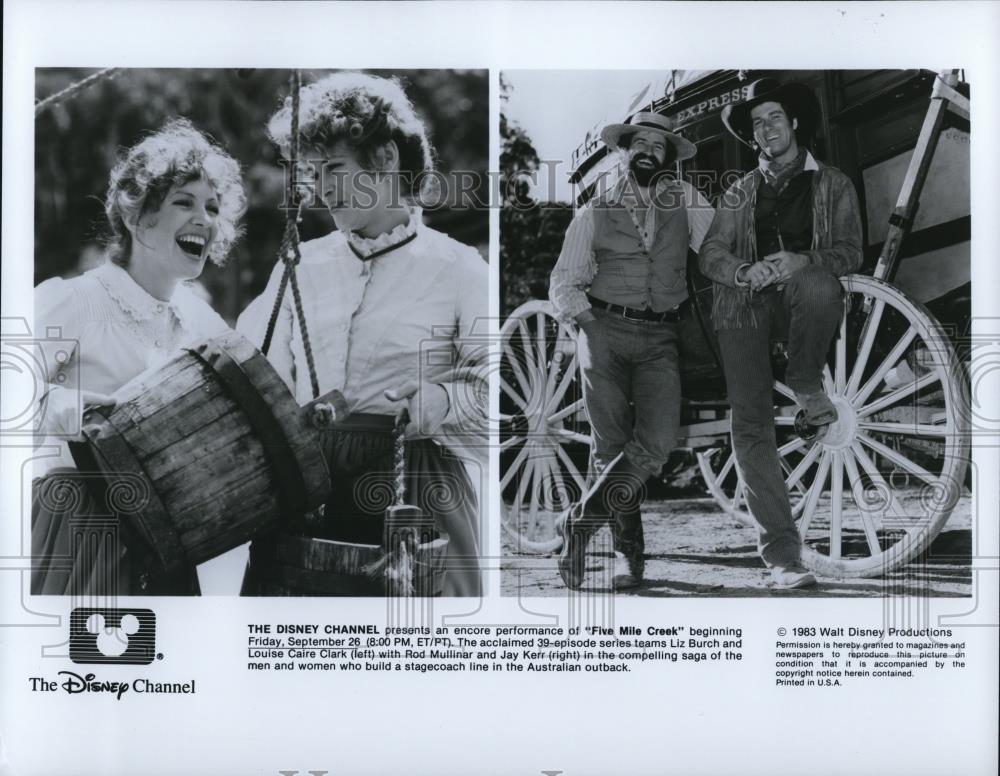 1983 Press Photo Louise Caire CLark Jay Kerr Rob Mullinar in Five Mile Creek - Historic Images