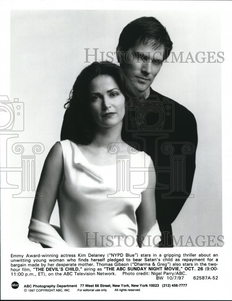 1997 Press Photo ABC presents The Devil's Child with Kim Delaney and Thomas - Historic Images