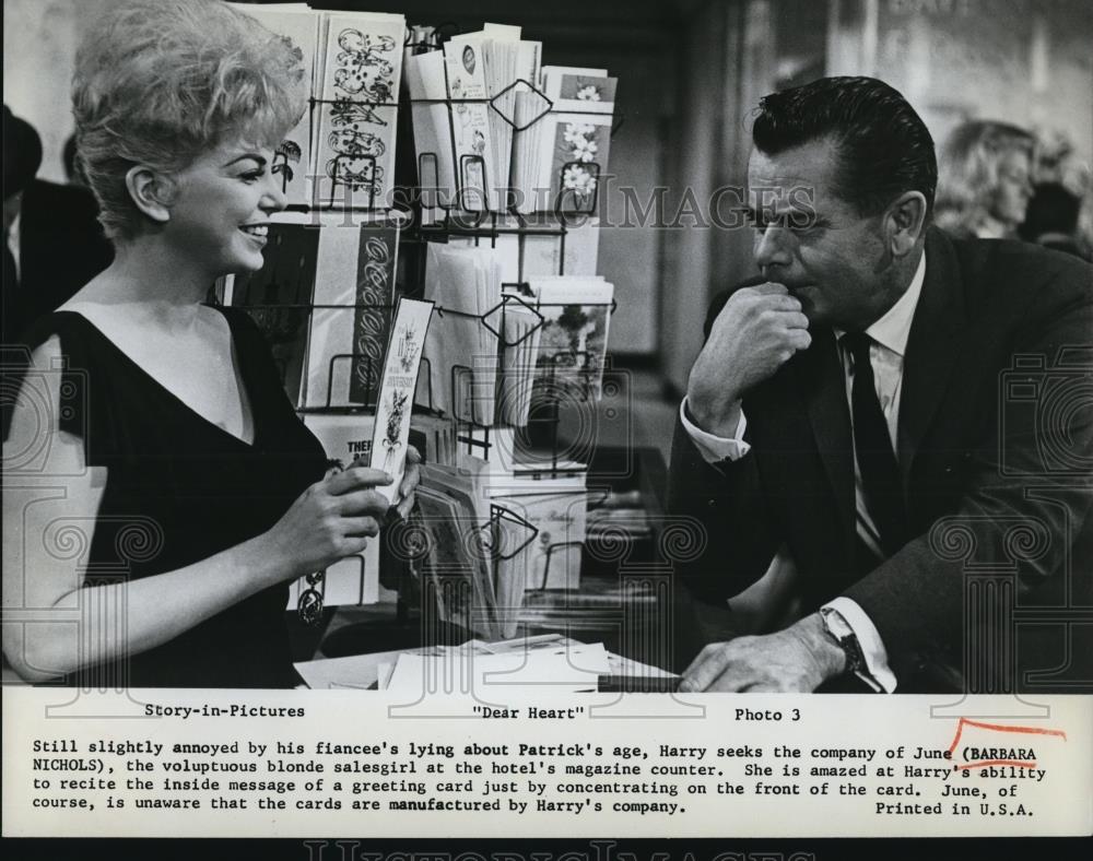 1965 Press Photo Barbara Nichols, Glenn Ford in Dear Heart - cvp41739 - Historic Images