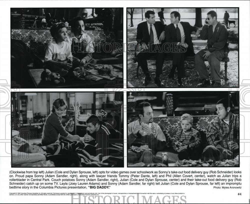 1999 Press Photo Cole and Dylan Sprouse Rob Schneider &quot;Big Daddy&quot; - cvp42981 - Historic Images