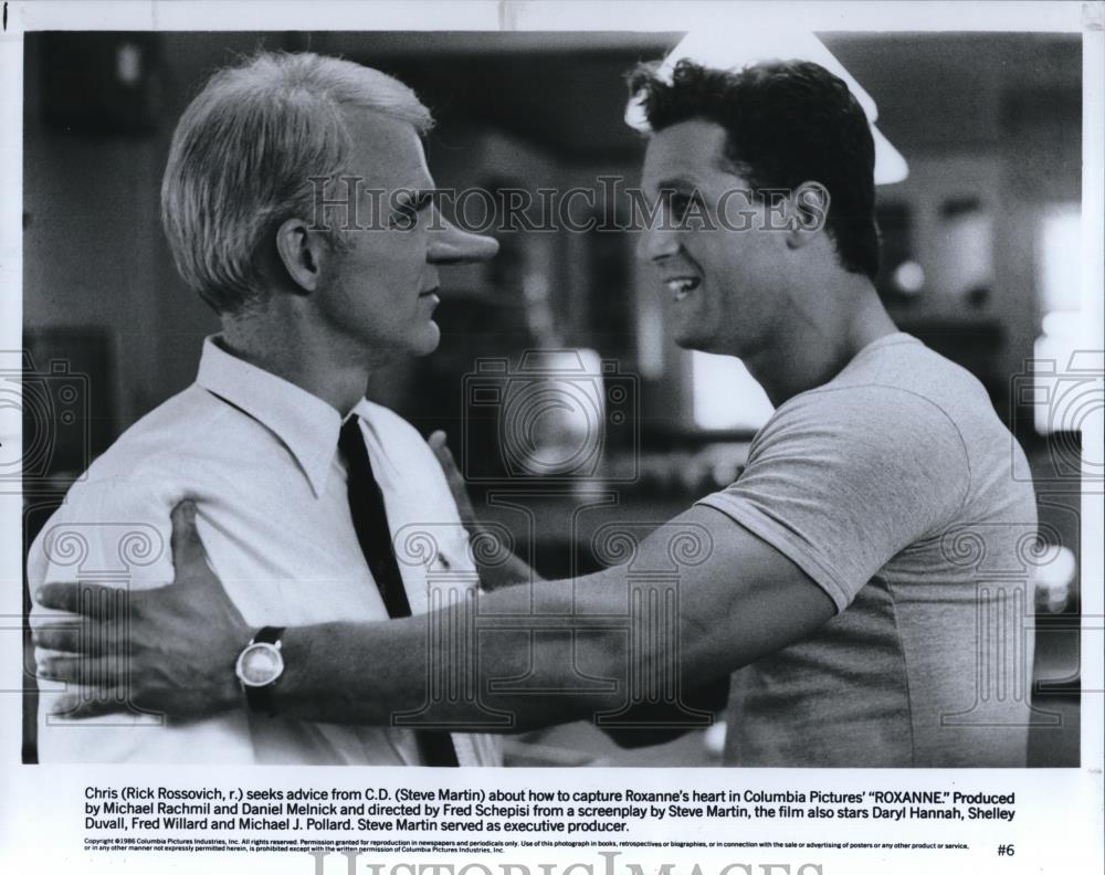 1987 Press Photo Rick Rossovich & Steve Martin in Roxanne - cvp43378 - Historic Images