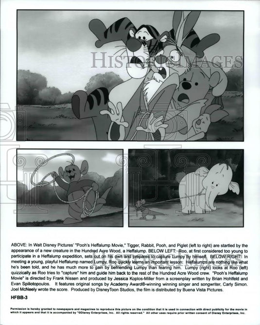 Press Photo Tigger Rabbit Piglet in Pooh's Heffalump Movie animated cartoon - Historic Images