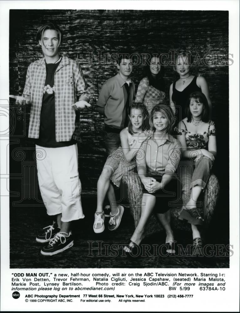 1999 Press Photo Trevor Fehrman, Jessica Capshaw & Cast of Odd Man Out - Historic Images