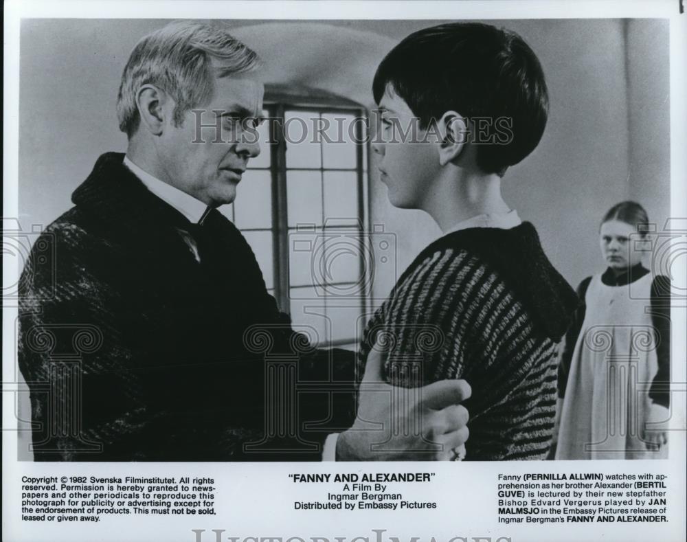 1982 Press Photo Pernilla Allwin, Bertil Guve & Jan Malmsjo in Fanny & Alexander - Historic Images