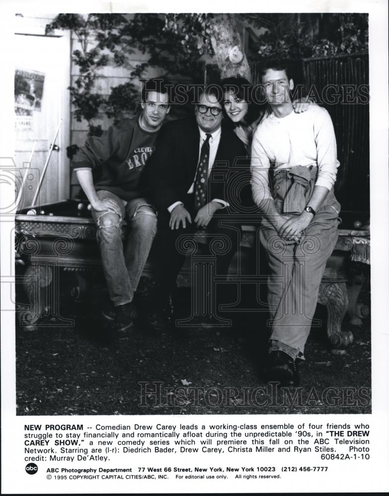 1995 Press Photo Drew Carey Christa Miller Diedrich Bader and Ryan Stiles - Historic Images