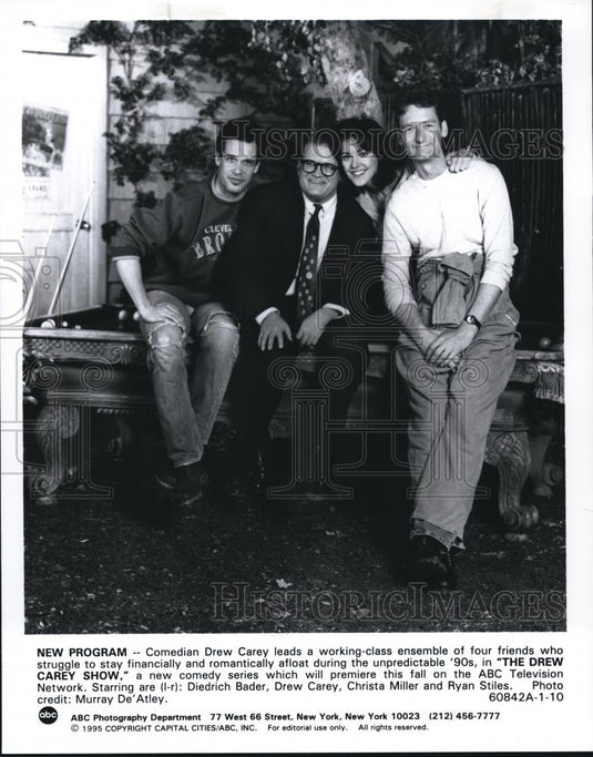 1995 Press Photo Drew Carey Christa Miller Diedrich Bader and Ryan Stiles - Historic Images