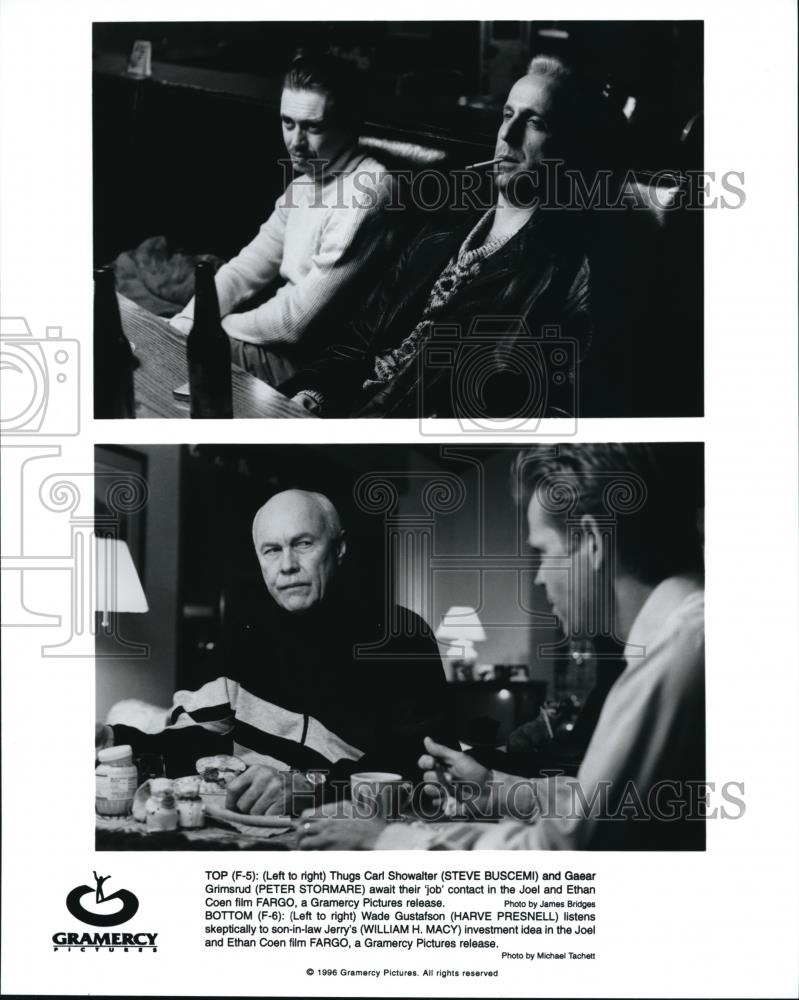 1996 Press Photo Steve Buscemi, Peter Stormare, Harve Presnell in Fargo - Historic Images
