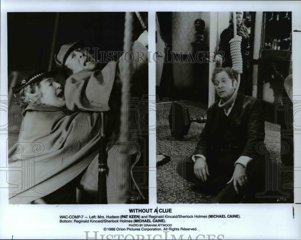 1988 Press Photo Pat Keen Michael Caine in Without a Clue - cvp45169 - Historic Images