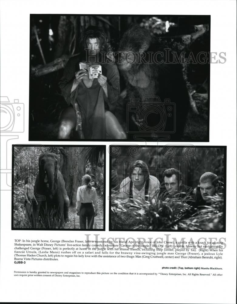 1997 Press Photo Brendan Fraser Leslie Mann Greg Cruttwell and Abraham Benrubi - Historic Images