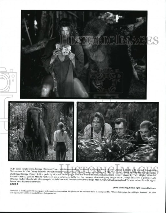 1997 Press Photo Brendan Fraser Leslie Mann Greg Cruttwell and Abraham Benrubi - Historic Images