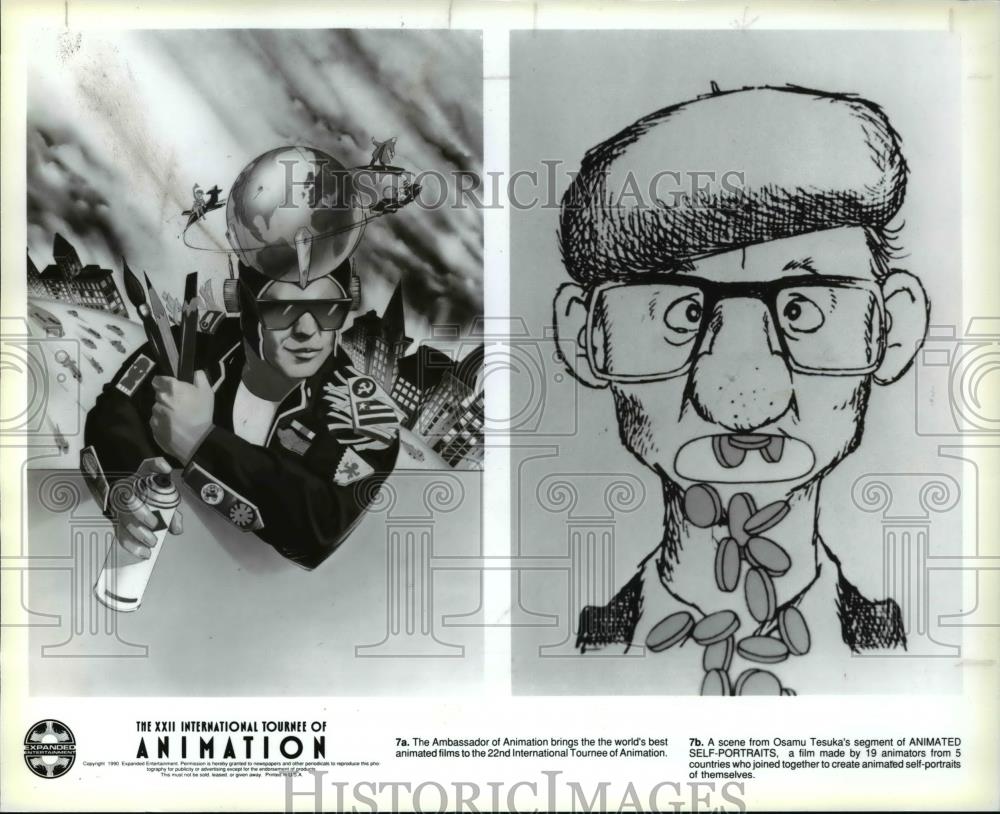 1990 Press Photo A Scene From Osamu Tesuka&#39;s Segment Of Animated Self Portraits - Historic Images