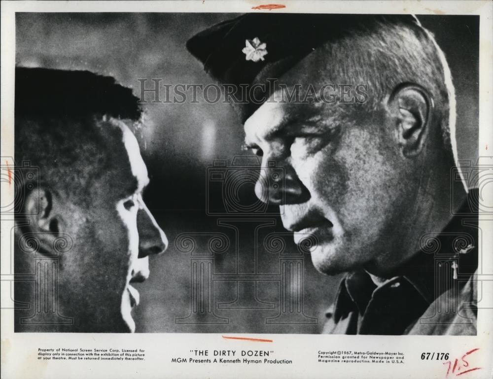 1967 Press Photo John Cassavetes and Lee Marvin star in The Dirty Dozen - Historic Images