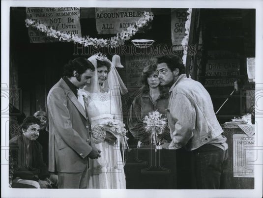 1978 Press Photo Andy Kaufman Rita Taggart Marilu Henner and Chris Lloyd in Taxi - Historic Images