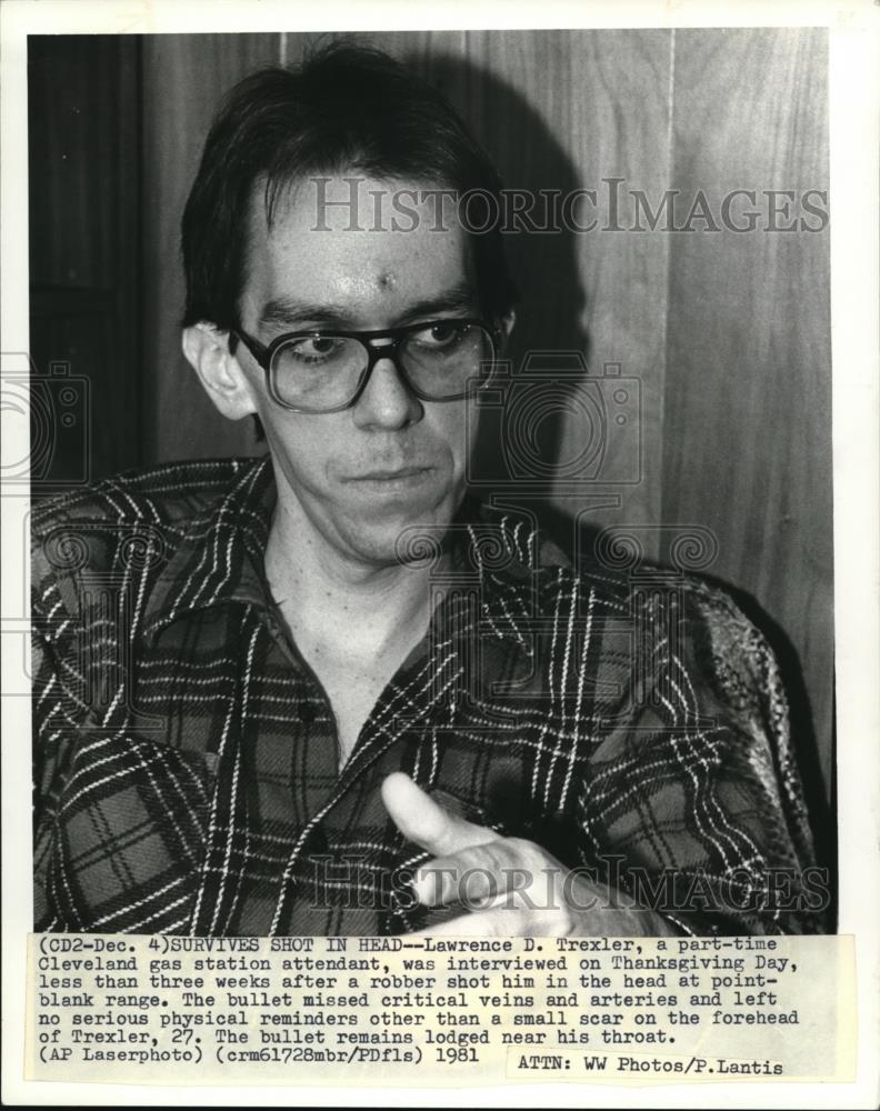 1981 Press Photo Lawrence Trexler, Gas station attendant who was shot by robbers - Historic Images