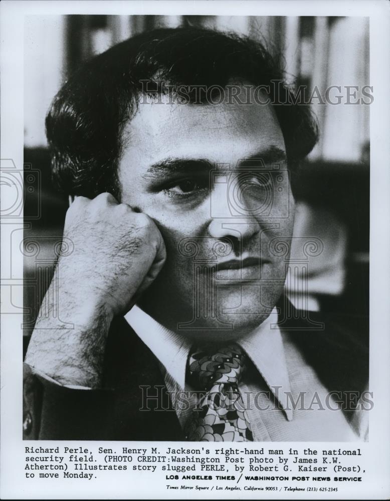1977 Press Photo Richard Perle, Sen Henry M Jackson&#39;s right hand man - Historic Images