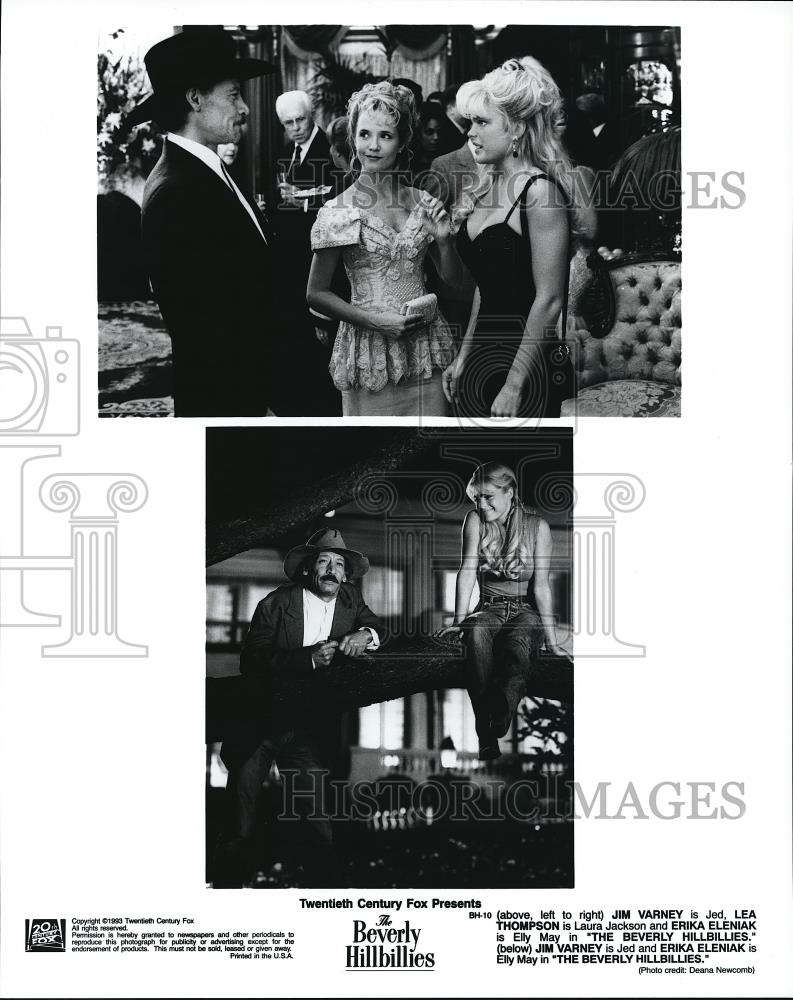 1993 Press Photo Jim Varney Lea Thompson E. Eleniak in The Beverly Hillbillies - Historic Images