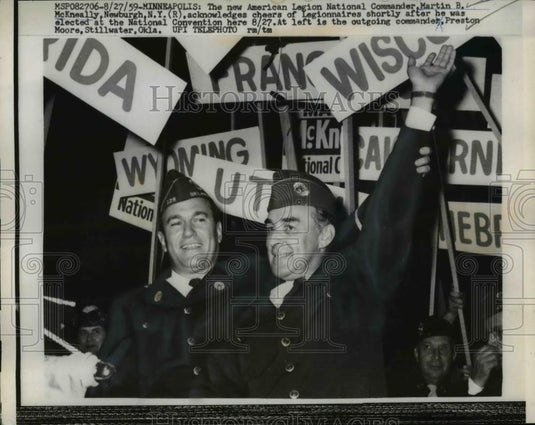 1959 Press Photo Minneapolis MN American Legion Cmdr Martin B McKneally, Moore - Historic Images