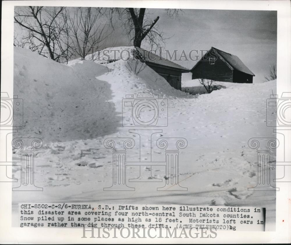 1950 Press Photo South Dakota Snow Drifts As High as 18 Feet - Historic Images