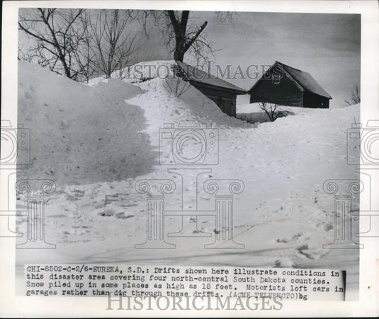 1950 Press Photo South Dakota Snow Drifts As High as 18 Feet - Historic Images