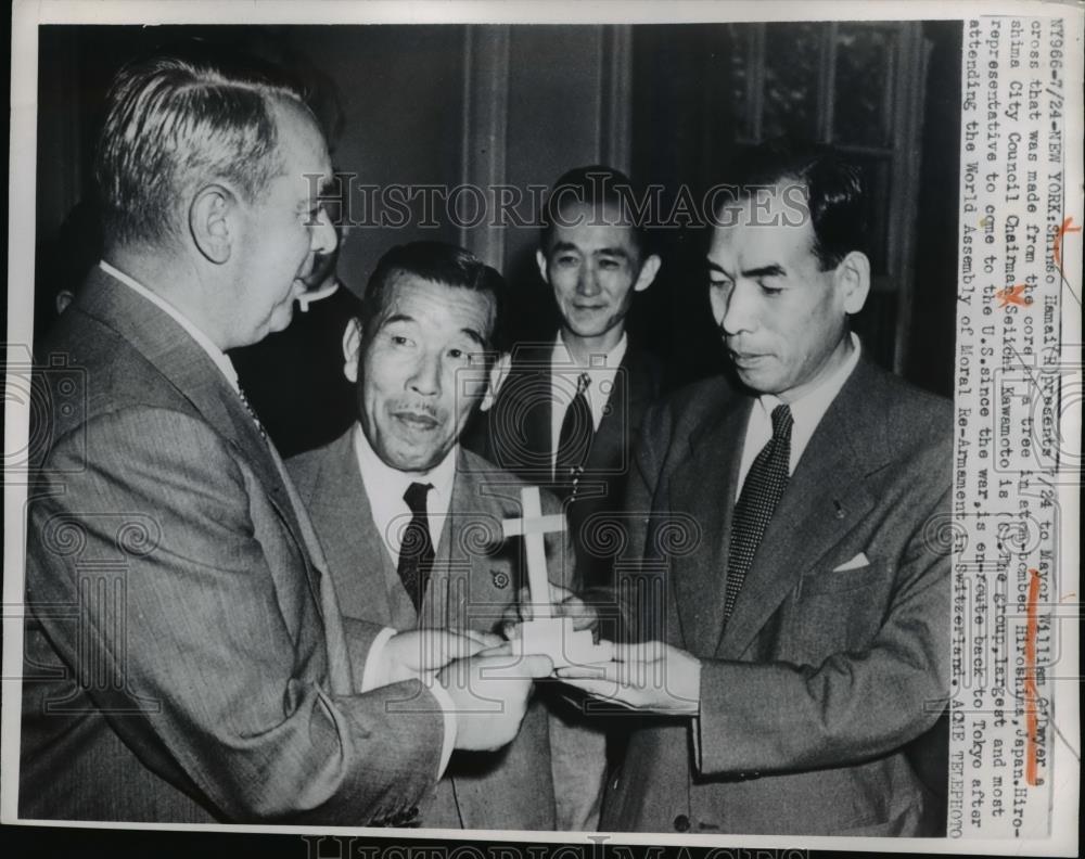 1950 Press Photo Mayor William Dwyer &amp; Shimso Hamai - Historic Images