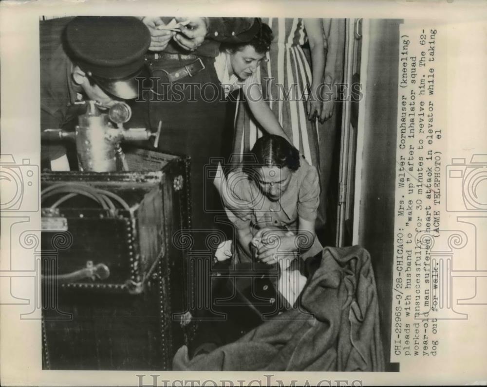 1948 Press Photo Chicago Mrs W Cornhauser &amp; husband after heart attack - Historic Images