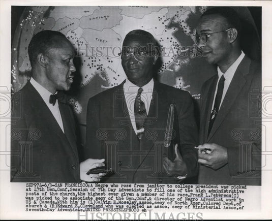 1954 Press Photo Frank Peterson Rose From Janitor of College President - Historic Images