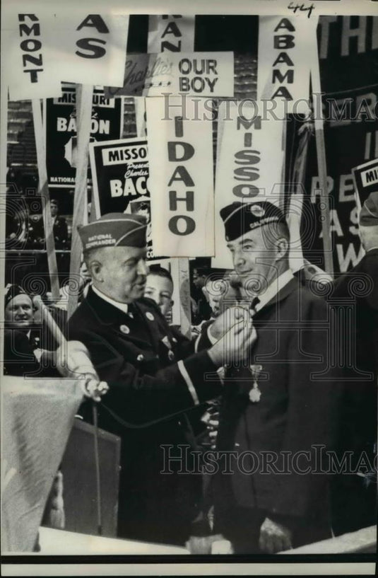 1961 Press Photo Charles Bacon American Legion National Commander Pinned - Historic Images